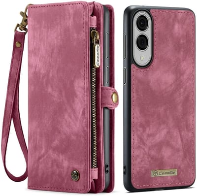 CaseMe 008 Geschikt voor Samsung Galaxy S25 Edge - 2-in-1 Book Case en Back Cover - Magnetisch Uitneembaar - Portemonnee Hoesje - Rood