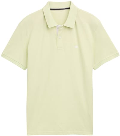 Tom Tailor - Piqué poloshirt met geborduurd logo - Maat M - lime cream green