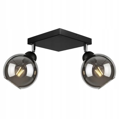 Luxe Glazen Hanglamp Zwart - 2x E27 - Loft & Glamour Stijl