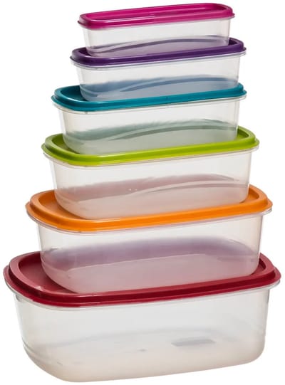 5five Vershoudbakjes nestbaar - 6-delig - BPA vrij - meal prep - herbruikbaar - multi kleuren - luchtdicht