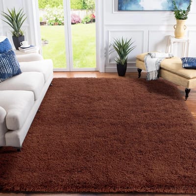 Unyqoos ® Modern Pluizig Vloerkleed voor Woonkamer en Slaapkamer, Zacht en Antislip, 120 x 160 cm, Bruin