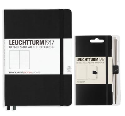 Notitieboek A5 - Gestippeld schrift - Ideaal voor notities - Met penlus - Medium formaat - Zwart