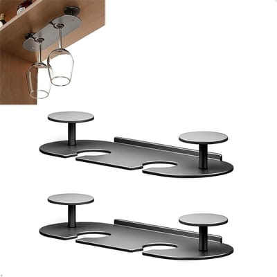 Glazen Houders - Bekerrek Keuken - Glazen Opbergen - Duurzaam Aluminium - 2 Stuks - Zwart