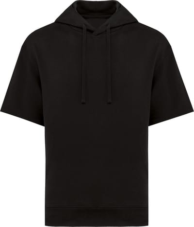 Native Spirit Duurzame unisex sweater met capuchon en korte afhangende mouwen French Terry NS406 - Black - 3XL