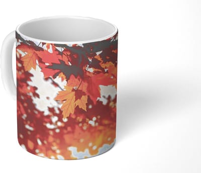 Mok - Koffiemok - Herfstbladeren - Landelijke decoratie - Zon - Mokken - 350 ML - Beker - Koffiemokken - Theemok