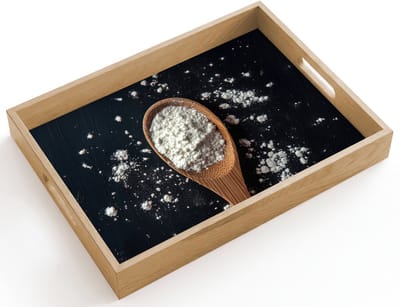 Dienblad hout 40x30 cm - Schootdienblad - Meel - Hout - Lepel - Borrelplank rechthoek - Plateau dienbladen