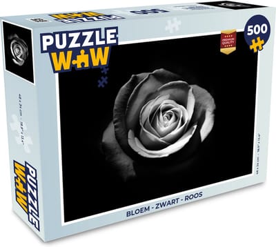 Puzzel Bloemen - Zwart - Roos - Wit - Botanisch - Legpuzzel - Puzzel 500 stukjes