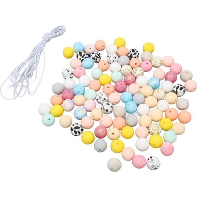 100 stuks Kleurrijke Siliconen Kralen 15mm DIY Grote Gat Ronde Ambachtelijke Kralen voor Armbanden Kettingen white