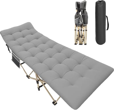 Camping Bed - Gastenbed Veldbed - Kamperen Ontspannen - Sterk Stalen Frame - 190 x 71 cm - Grijs