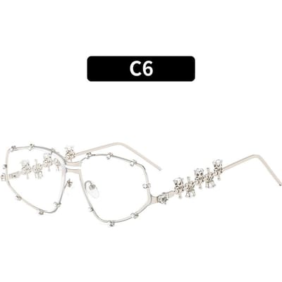 Lunettes Vintage Cadre Strass Y2K Lunettes Métal Surdimensionnées Femmes Hommes Lentilles Claires Lunettes Spectacle Optique Doré