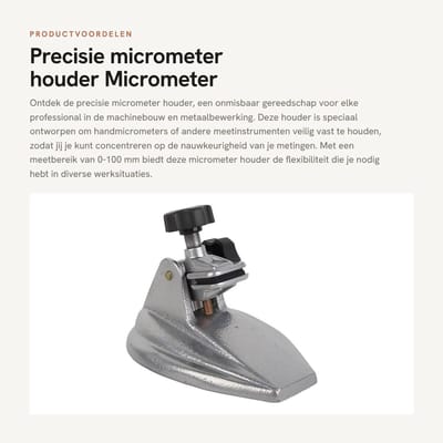 Dailygoods- Micrometerhouder 0-100 mm - Verstelbare Staal Houder - Externe Micrometer Basis - Bevestigingsgereedschap - Schokbestendig - Geschikt voor Werkstukmeting - Meetinstrument
