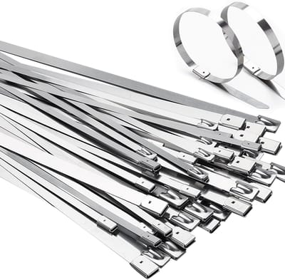 Dailygoods- Kabelbinders 100 Stuks - Roestvrij Staal 304 - UV-bestendig - Corrosiebestendig - Afneembaar - Voor Kabelbundeling - Bindbanden