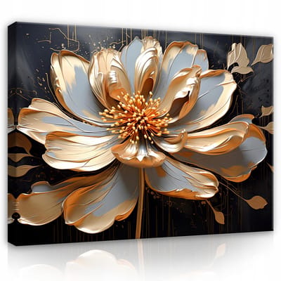 WALLARENA - Canvas schilderij - 100x70 cm - Abstracte 3D bloem lila voor slaapkamer en woonkamer