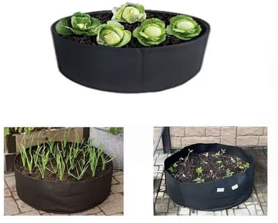 Moestuin - Ronde plantenbak van stof - Groeizak moestuin - 60CM diameter - Tuinieren - Kruidentuintje - Zwart - 20CM hoog - Textiel - Plantenzak - CHPN