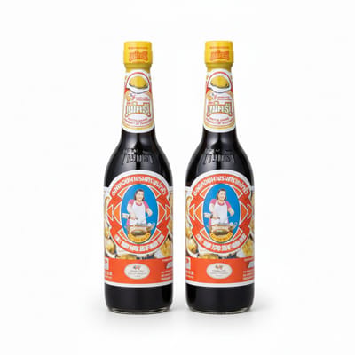 Mae Krua Oestersaus 2 X 600ml - Authentieke Thaise Oyster Sauce - Premium Kwaliteit voor Roerbakgerechten, Marinades en Dressing - Glazen Fles 2 Stuk - Traditionele Smaakmaker uit Thailand - MSG Vrij Genieten met Kajal Sticker