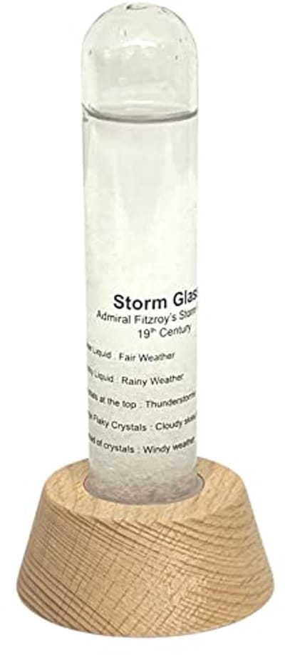 Stormglas Weervoorspeller met Houten Standaard | Weerstation & Barometer