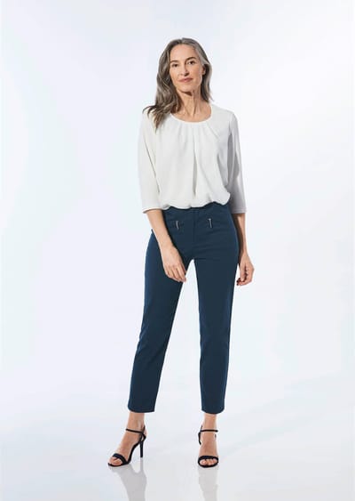 7/8-broek LOUISA van bengaline - marine - Gr. 19 van Goldner Fashion