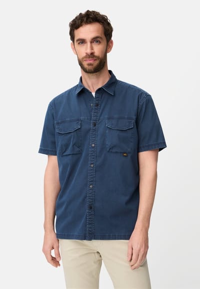 camel active Overhemd met klepzakken - Maat menswear-L - Indigoblauw