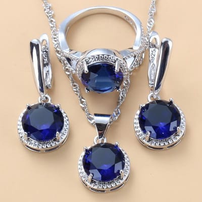 Nieuwe Trendy   Sieradensets Groene Zirconia Kettingen Hangers Oorbellen En Ring Voor Vrouwen Cadeau 8 gray