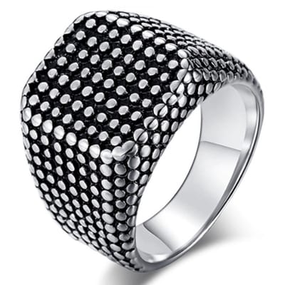 Titanium Zegelring heren Zilverkleurig Zwart-21.5mm