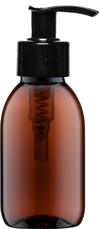 Lege Plastic Fles 125 ml PET Amber bruin - met zwarte pomp - set van 10 stuks - navulbaar - Leeg