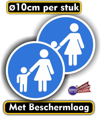 Jerma - Kinderen aan de hand houden - Sticker - 2 st – Ø 10 cm - Zelfklevend - Weerbestendig - Vinyl