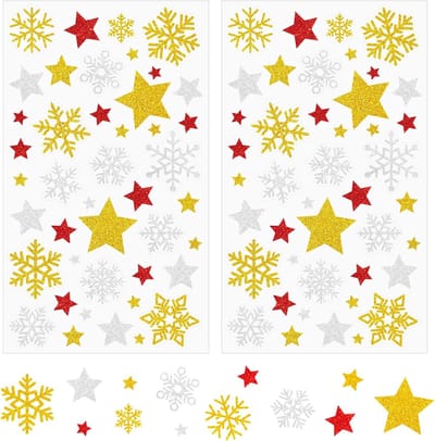 344 x glinsterende sterren, 8 vellen gouden sterren sneeuwvlokken, kerststickers voor kaarten, scrapbooking, geschenken, adventskalenders