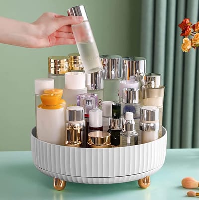 Draaiende cosmetica organizer van acryl, 360° rotatie, ruime opslag voor parfum, sieraden en make-up, ideaal voor slaapkamer, badkamer en kantoor