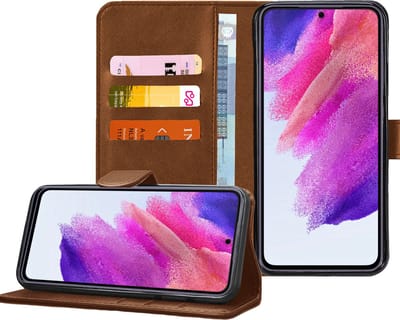 Hoesje geschikt voor Samsung S21 FE - Book Case Magnetische Flip Hoes Cove Portemonnee Rustic Cognac Bruin
