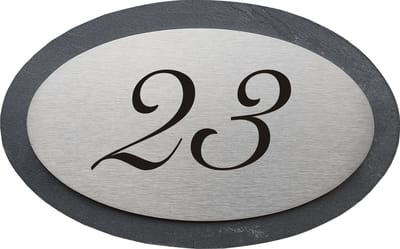 Huisnummerbord leisteen voordeur 23x15cm ovaal LS31