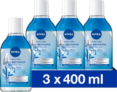 NIVEA Skin Recharge Serum-Infused Micellair Water - Gezichtsreiniger - Reinigingswater - Make up remover - Voordeelverpakking - 3x 400 ml