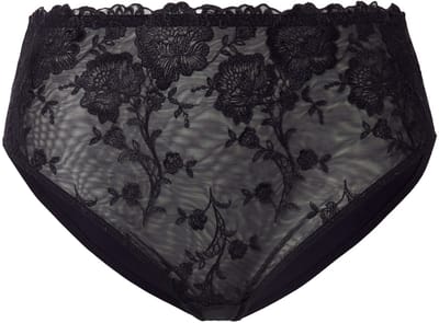 TruYou - Dames - TruYou maxi-slip gebloemd kant sierlinten - Zwart - Maat 54+