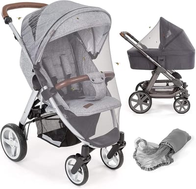 Muggennet Kinderwagen Universeel - Insectennet voor Kinderwagen, Buggy & Reiswieg - Bescherming tegen Muggen, Wespen en Insecten - Inclusief Opbergtas