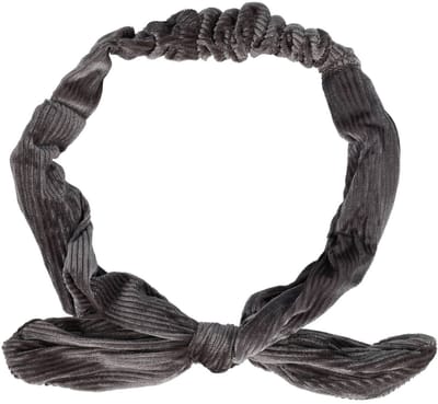 Haarsoires Haarband Knoop – Strikje met IJzerdraad – Velvet Ribstof – Grijs