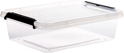 5Five opberg kist met deksel - Clip Box - 8,5 liter - 39 x 29 x 12 cm - kunststof - transparant