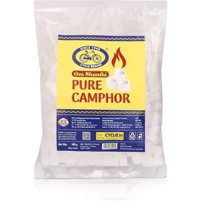 Cycle Pure Om Shanthi Ronde Tablet Kamfer Zakje 500g Pak van 1 | Pure Natuurlijke Kamfer voor Pujas & Huisfrisheid