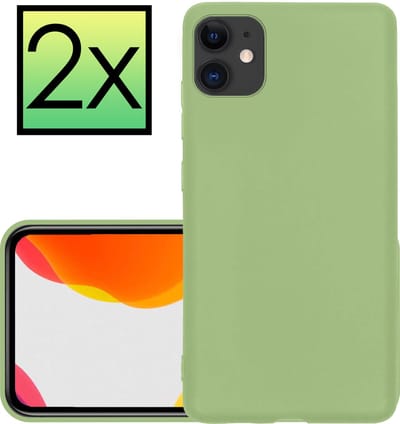 Hoesje - 2 Stuks - Geschikt voor Apple iPhone 11 - Sterk & Shockproof - Case Siliconen - Back Cover - Telefoon Hoes - Groen