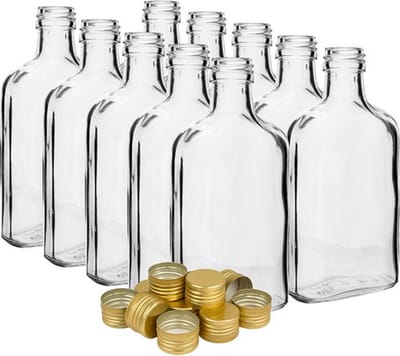 200ml Heupfles glazen fles met schroefdop, 10stuks - Glazenflesje  drupke