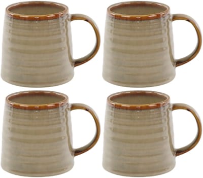 MPLCo - Ombre Insta Mok - Koffiemok met Reactieve Glazuur - Set van 4 - Theemok Groot - Modern Design - Oven & Magnetron Bestendig - Handgemaakte Beker - Vaatwasserbestendig - Keramiek - 400ml - Lichtbruin