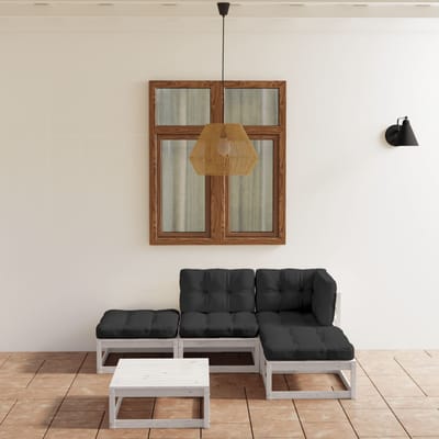 vidaXL - 5-delige - Loungeset - met - kussens - massief - grenenhout