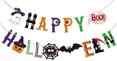 BTH - Letterslinger - Happy Halloween Boo! - Halloween - Halloween Decoratie - Halloween Versiering - Vlaggenlijn - 1 St.