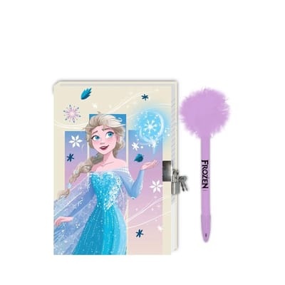 Disney Frozen dagboek met slotje – inclusief pen met pom-pom – 12 × 18 cm – 60 pagina’s
