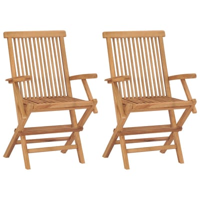 vidaXL - Inklapbare - stoelen - 2 - st - met - lichtblauwe - kussens