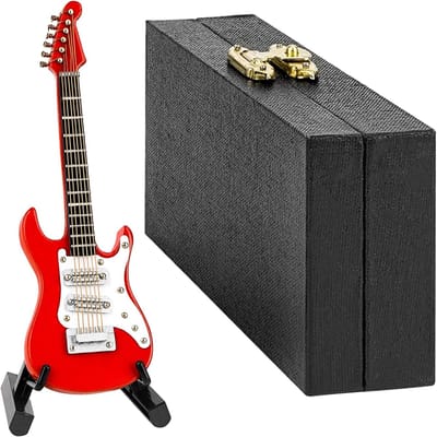Miniatuurgitaar met standaard en koffer - 10 cm elektrische gitaar voor decoratie