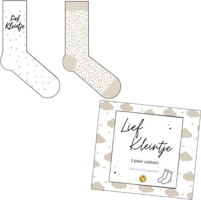 Baby Sokken | 2 Paar | Maat 62-68 | Lief Kleintje | Cadeauverpakking | Kraamcadeau | Baby's | Genderneutraal | Zwangerschap | Cadeau