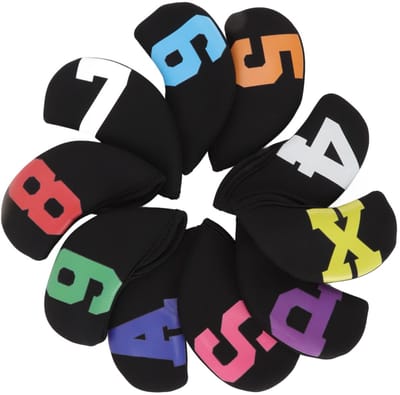 Dailygoody - Golf-ijzeren Kophoezen - Premium Clubbescherming - Waterdicht Neopreen - Zwart - Grote Kleurnummering - Ideaal voor Golfclubs - 10-delig