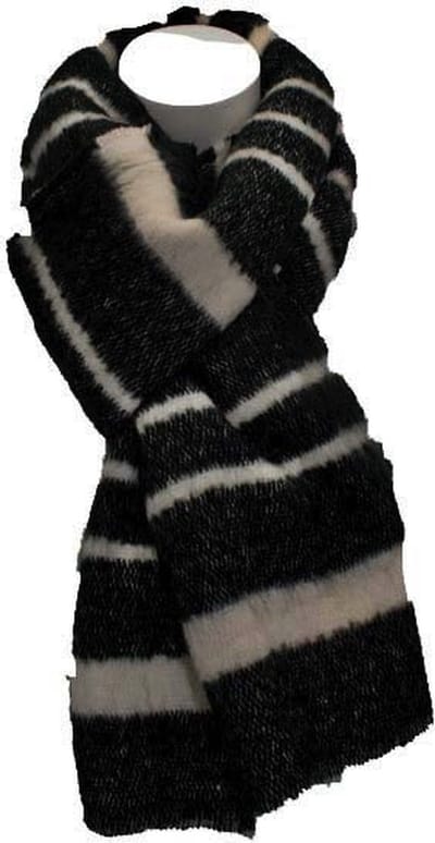 Winter Sjaal Dames Sjaal Zwart-Beige-Grijs Gestreept
