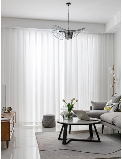 Floraweg: betaalbare, luxe witte vitrages met visgraatmotief: laten licht door maar waarborgen de privacy. Eenvoudige gordijnen voor de woonkamer, slaapkamer en het balkon, in een zakverpakking, 132x160cm