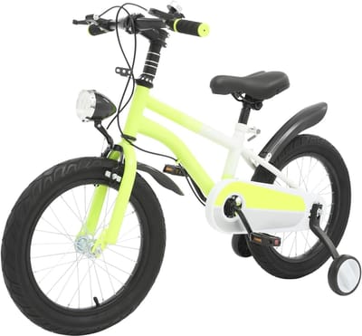Kinderfiets 16 inch - Jongensfiets Meisjesfiets - Eerste Fietstraining - Inclusief Steunwielen LED - 16 Inch Wielmaat - Geel