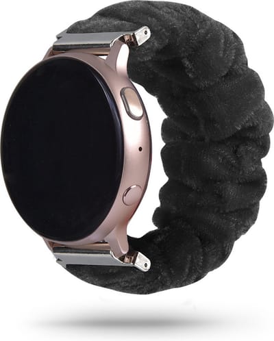 Strap-it Scrunchie bandje - geschikt voor Xiaomi Amazfit Bip / Bip Lite / Bip S / Bip U Pro / GTS 1-2-3-4 / GTR 42mm - zwart